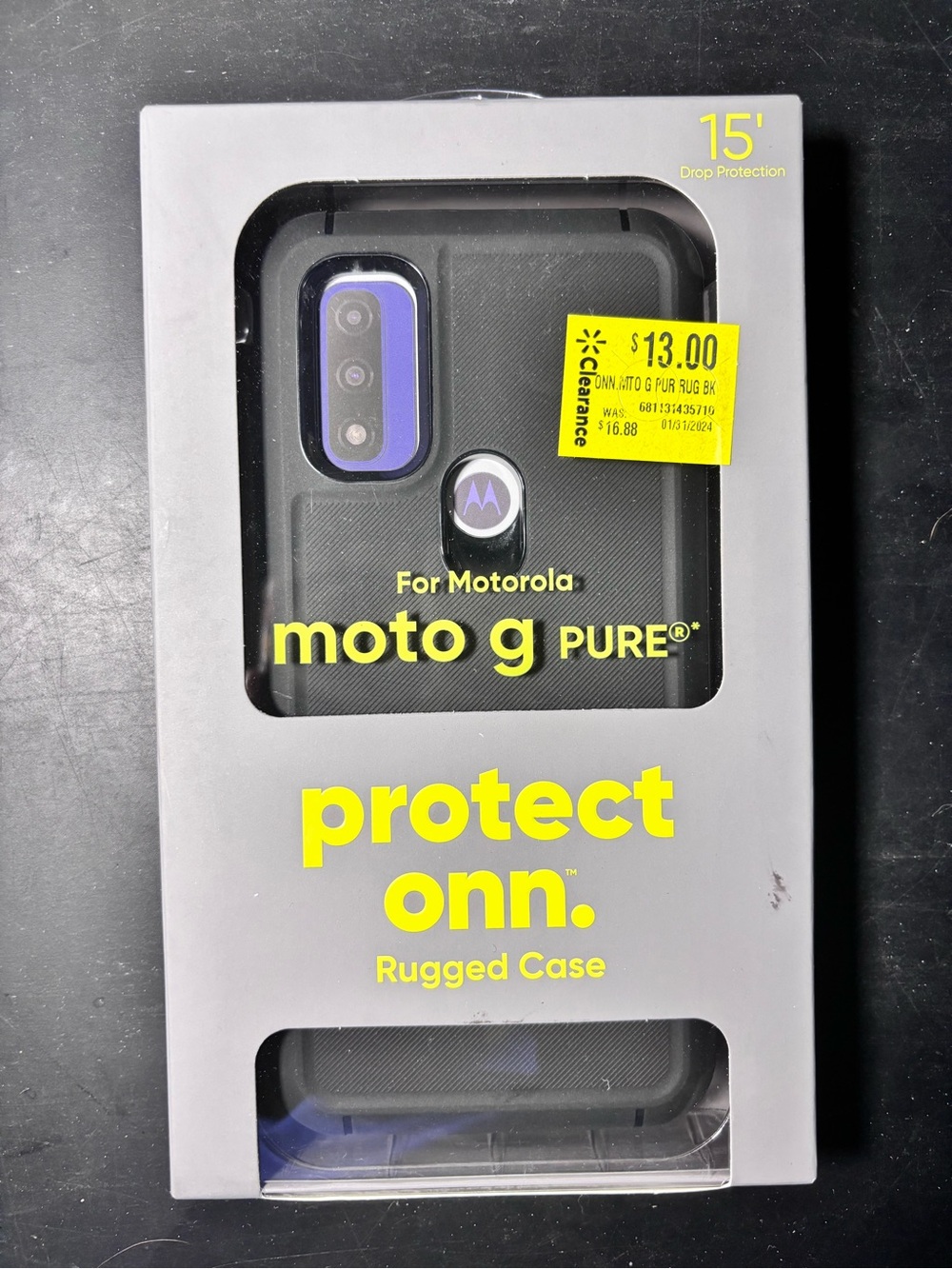 Motorola moto g PURE Rugged Protective Case - Black with Purple Accent